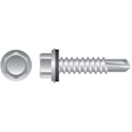 10-16 X 1 In. Unslotted Indented Hex Washer Head Screws Zinc Plated, 3PK